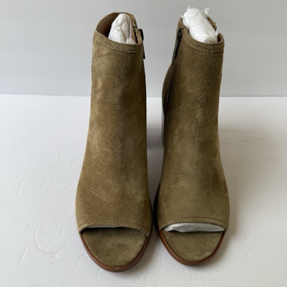 Frye Danica Women's Size 9M Peep Toe Ankle Booties Sand Suede Block Heel Shoes - Picture 4 of 8
